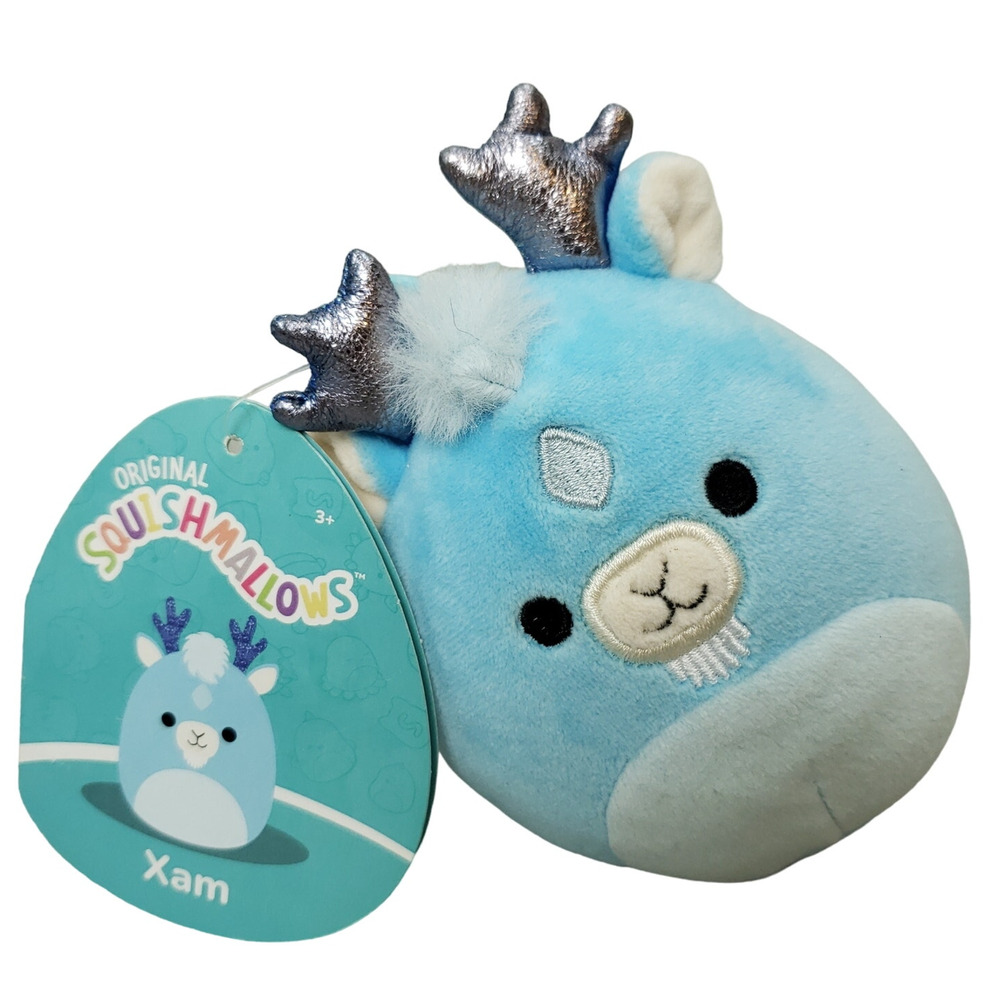 Squishmallows Xam The Kirin 3.5" Mini Plush Clip Stuffed Animal Toy Blue NWT